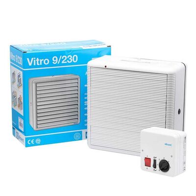 Elicent Vitro 9/230 Duvar ve Pencere Tipi Havalandırma Fanı, 700/400 m3-h + <span> Hız Anahtarlı Kontrol Paneli</span>