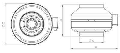FANATİK FAN FD 250 Metal Gövdeli Yuvarlak Kanal Tipi Radyal Fan 1120 m3h