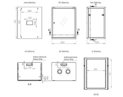 Günko Elegant Line19”7U 600x450 Duvar Tipi Kabinet