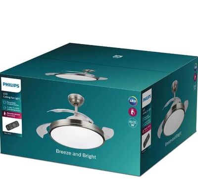 Philips Atlas Tavan Vantilatörü Açılır/Kapanır Kanatlı, Kumandalı, Sarı/Beyaz Işık